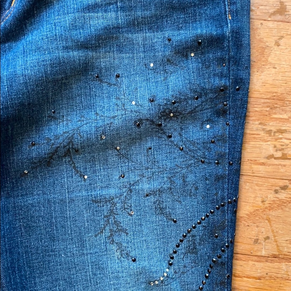 PRE-OWNED KAREN KANE DENIM JEWELED JEANS - Picture 3 of 13